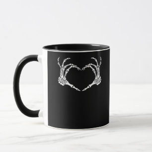 Caneca Design do Skeleton Halloween do Coração da Mão