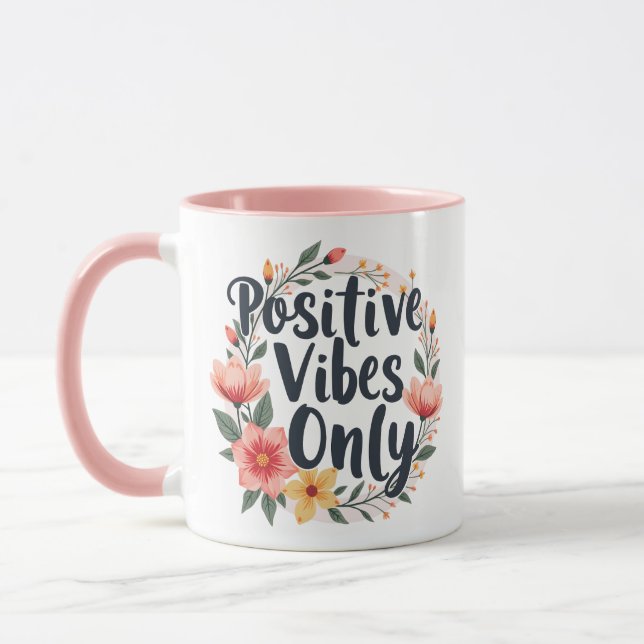 Caneca Design Floral Apenas Vibes Positivas (Esquerda)