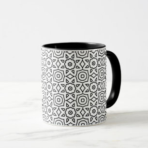Caneca Design Geométrico Floral Preto e Branco Monocromát
