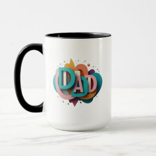 Caneca Design Gráfico 3D colorido "PAI" Café