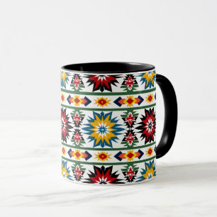 Caneca Design Indígena Americano - Padrão Vibrante de Exp