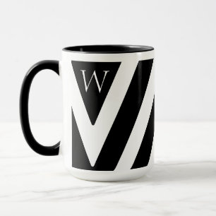 Caneca Design inicial Elegante em preto e branco