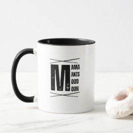 Caneca Design Minimalista da Lua de Humor da Mamãe Urso