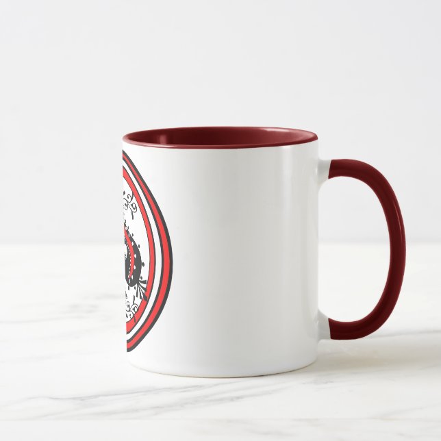 Caneca Design ornamentado da pá branco/vermelho/preto (Direita)