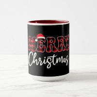 Design Plaid MERRY com Chapéu de Papai Noel