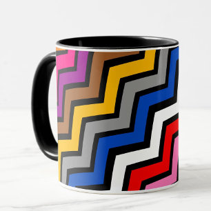 Caneca Design Preto Zigzag Multicolorido