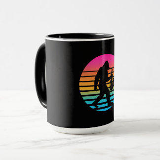 Caneca Design Retro Bigfoot Saxofone Jazz Pôr do Sol