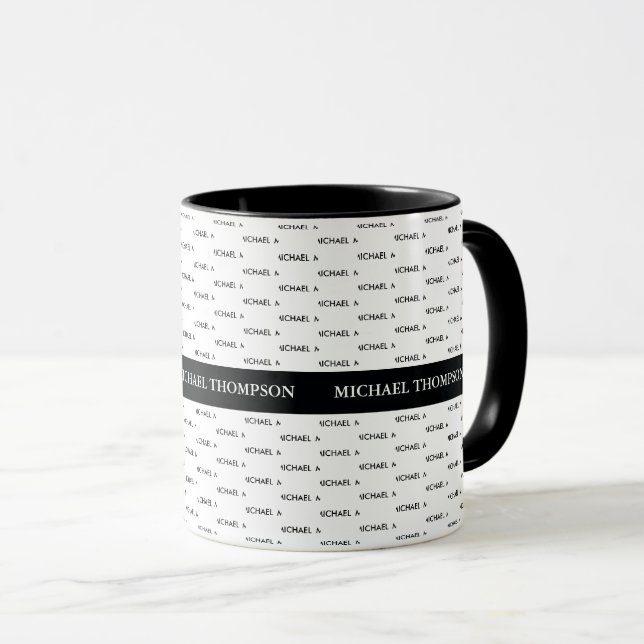 Caneca design seu próprio negro legal e moderno. (Frente Esquerda)