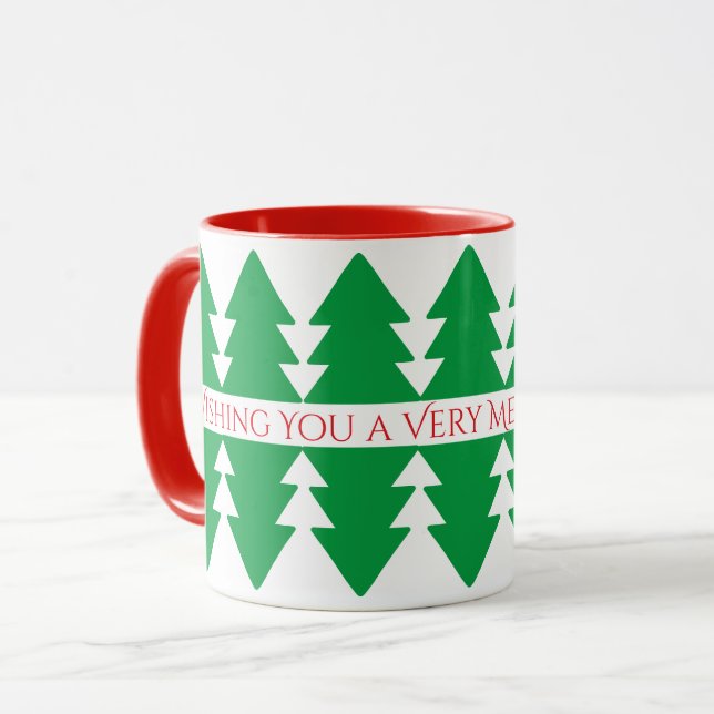 Caneca Design Simples de Árvore de Natal Vermelha Verde (Frente Esquerda)