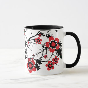 Caneca Design vermelho de Sakura da flor de cerejeira