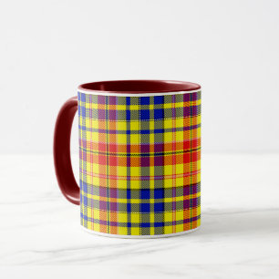 Caneca Design Xadrez Escocês Amarelo Vermelho Azul