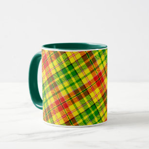 Caneca Design Xadrez Escocês Amarelo Vermelho Verde