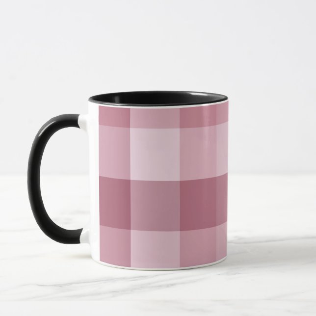 Caneca Design Xadrez Gingham Rosa (Esquerda)