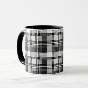 Caneca Design Xadrez Madras Cinza Preto Branco 