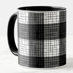 Caneca Design Xadrez Preto e Branco em Bold