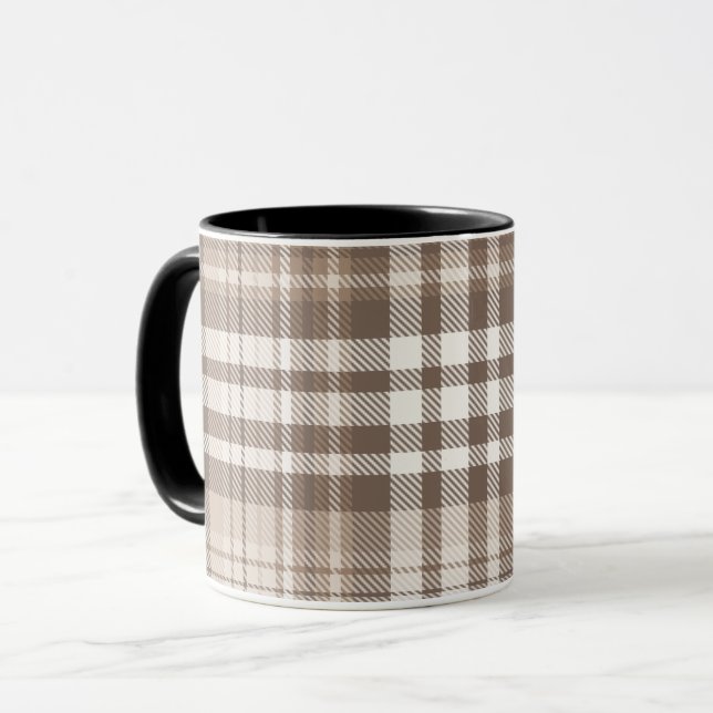 Caneca Design Xadrez Tom Terra Neutro  (Frente Esquerda)