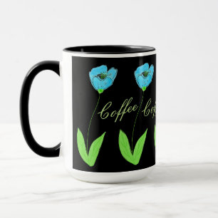 Caneca Designer de Tulipas Azul