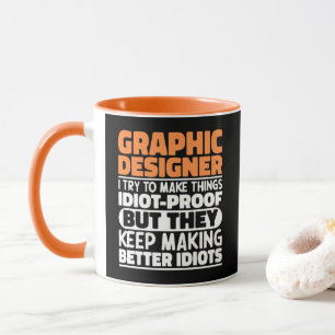 Caneca Designer Gráfico Eu Tento Tornar As Coisas Engraça