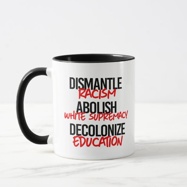 Caneca Desmantelar o racismo Abolescência Branca (Esquerda)