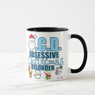 Caneca Desordem obsessiva do Natal (azul)