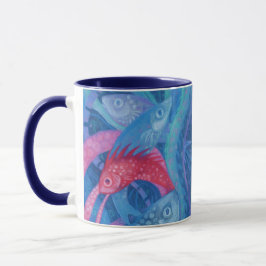 Caneca Desova, Peixe, Rosa E Azul, Submarino