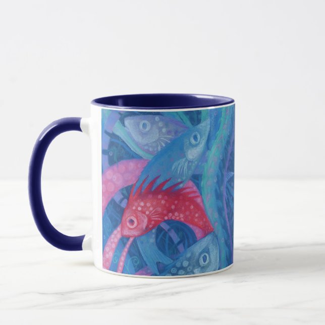 Caneca Desova, Peixe, Rosa E Azul, Submarino (Esquerda)