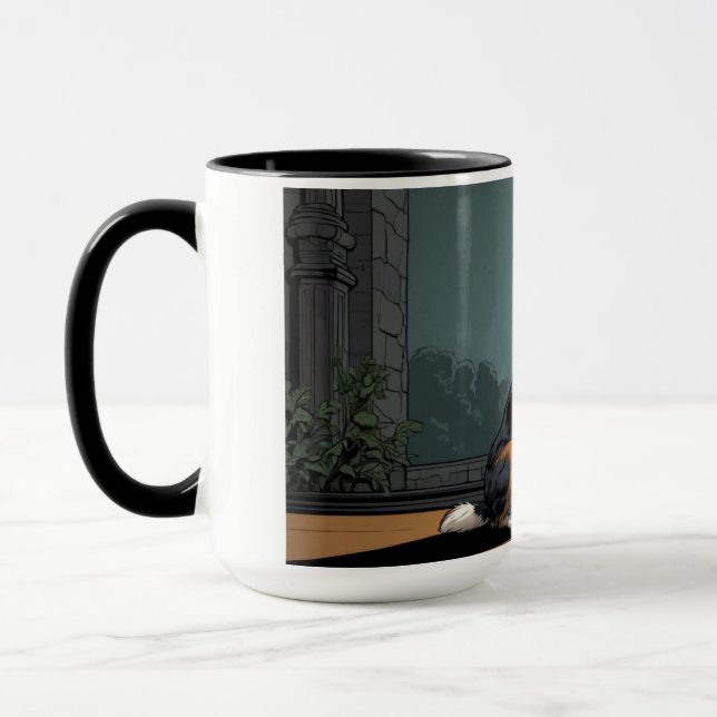 Caneca Dessin chien berger australien dans une rue (Esquerda)