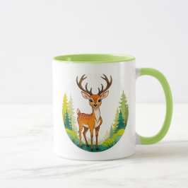 Caneca Dessin d'un cerf tout mignon dans la forêt.