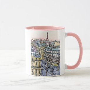 Caneca Destinos   Torre Eiffel de Aquarela e Paris