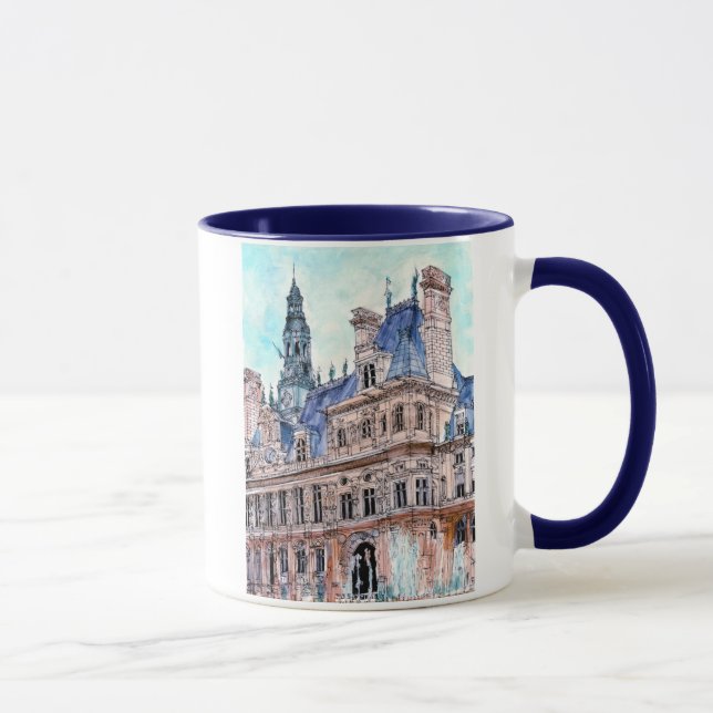 Caneca Destinos | Watercolor Rustic Hotel de Ville (Direita)