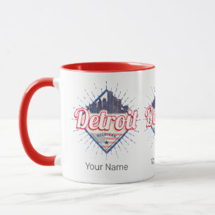 Caneca Detroit Michigan United States Skyline Vintage EUA