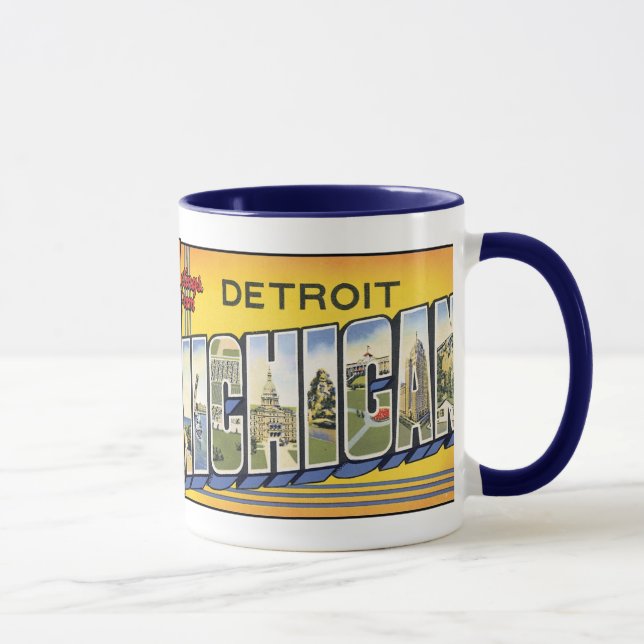 Caneca Detroit, MIchigan Vintage - Cartão postal Mug (Direita)