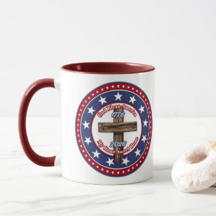Caneca Deus Abençoe a América Meu Lar Doce Lar Cruz Ásper