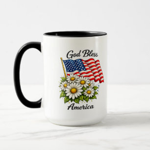 Caneca Deus Abençoe a Bandeira dos EUA da América e Marga