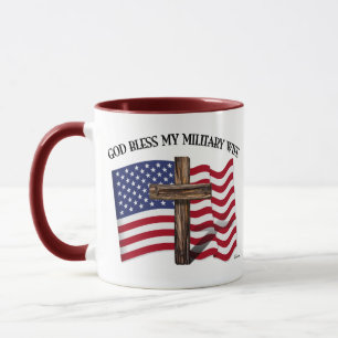 Caneca DEUS ABENÇOE MINHA ESPOSA MILITAR, cruz rústica &