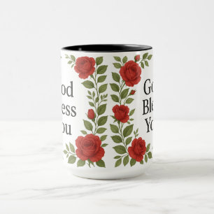Caneca Deus Abençoe Você Rosa Floral Religiosa