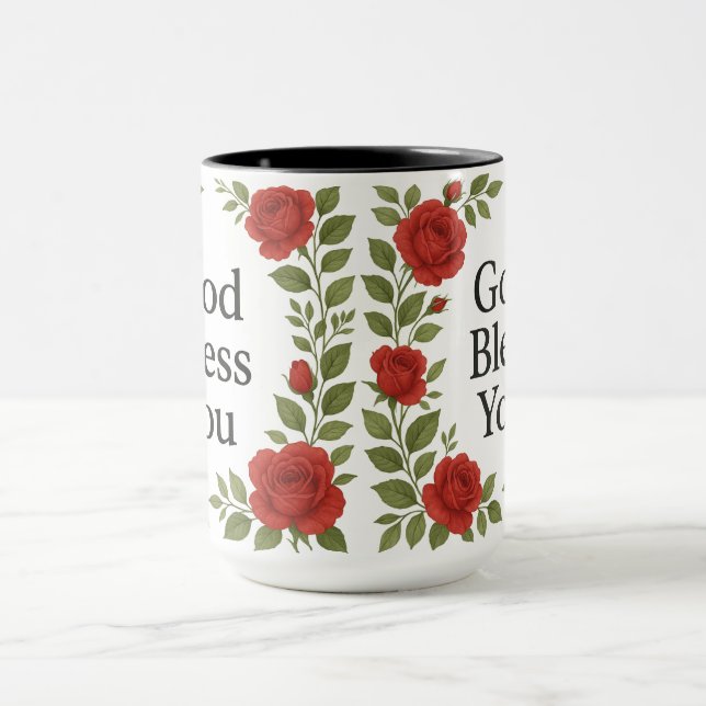 Caneca Deus Abençoe Você Rosa Floral Religiosa (Centro)