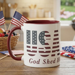 Caneca Deus Derramou Sua Graça Sobre Ti Patriótico EUA