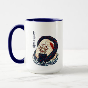 Caneca Deus do Onigiri Oni Samurai Bola de Arroz Japonês 
