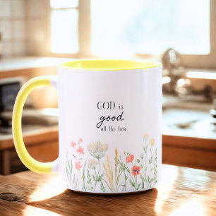 Caneca Deus É Bom O Tempo Todo Floral