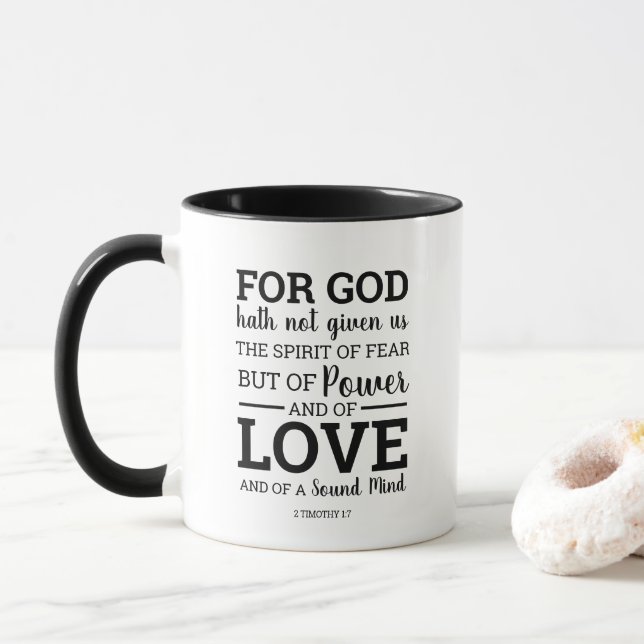 Caneca Deus Hath não nos deu o espírito da escritura do m (Com Donut)