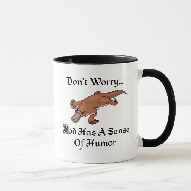 Caneca Deus Tem Um Senso de Humor - Ornitorrinco Engraçad (Direita)