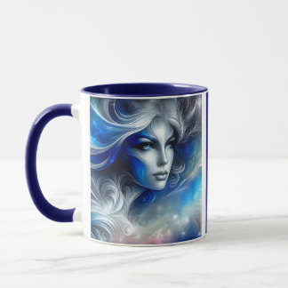 Caneca Deusa Celestial White Blue Head Fevereiro -