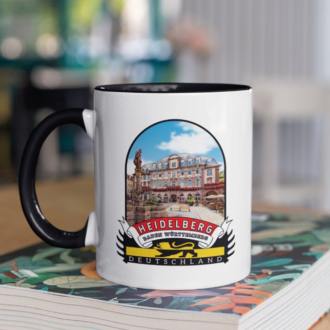 Caneca Deutschland Heidelberg Vintage souvenir (Heidelberg: Gelb-Schwarze Romantik auf Vintage-Tassen eingefangen.)