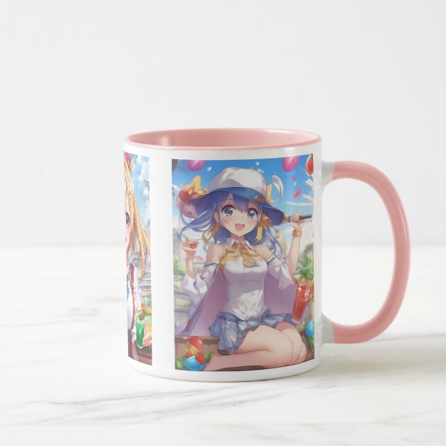 Caneca  Deux jeunes filles dans une ambiance estivale. (Direita)