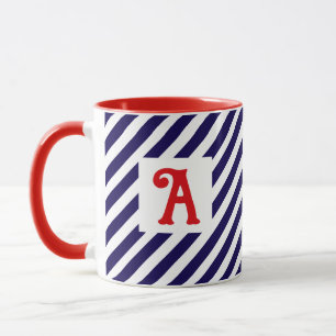 Caneca Dia 4 de julho Bandas Diagonais Patrióticas Inicia