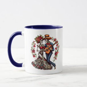 Caneca Dia da dança do esqueleto morto