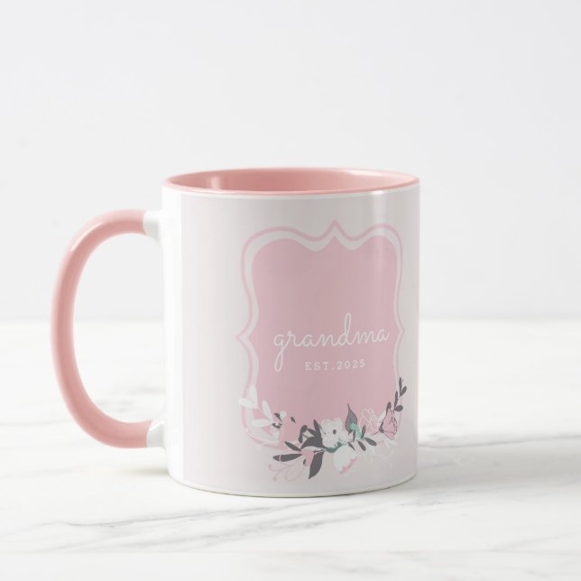 Caneca Dia da Mãe Floral Rosa Dando à Vovó (Esquerda)