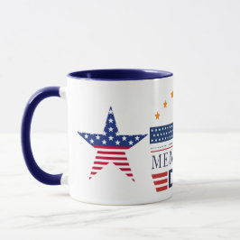 Caneca Dia da Memória Bandeira Americana Estrelas Combina