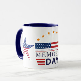 Caneca Dia da Memória Bandeira Americana Estrelas Combina